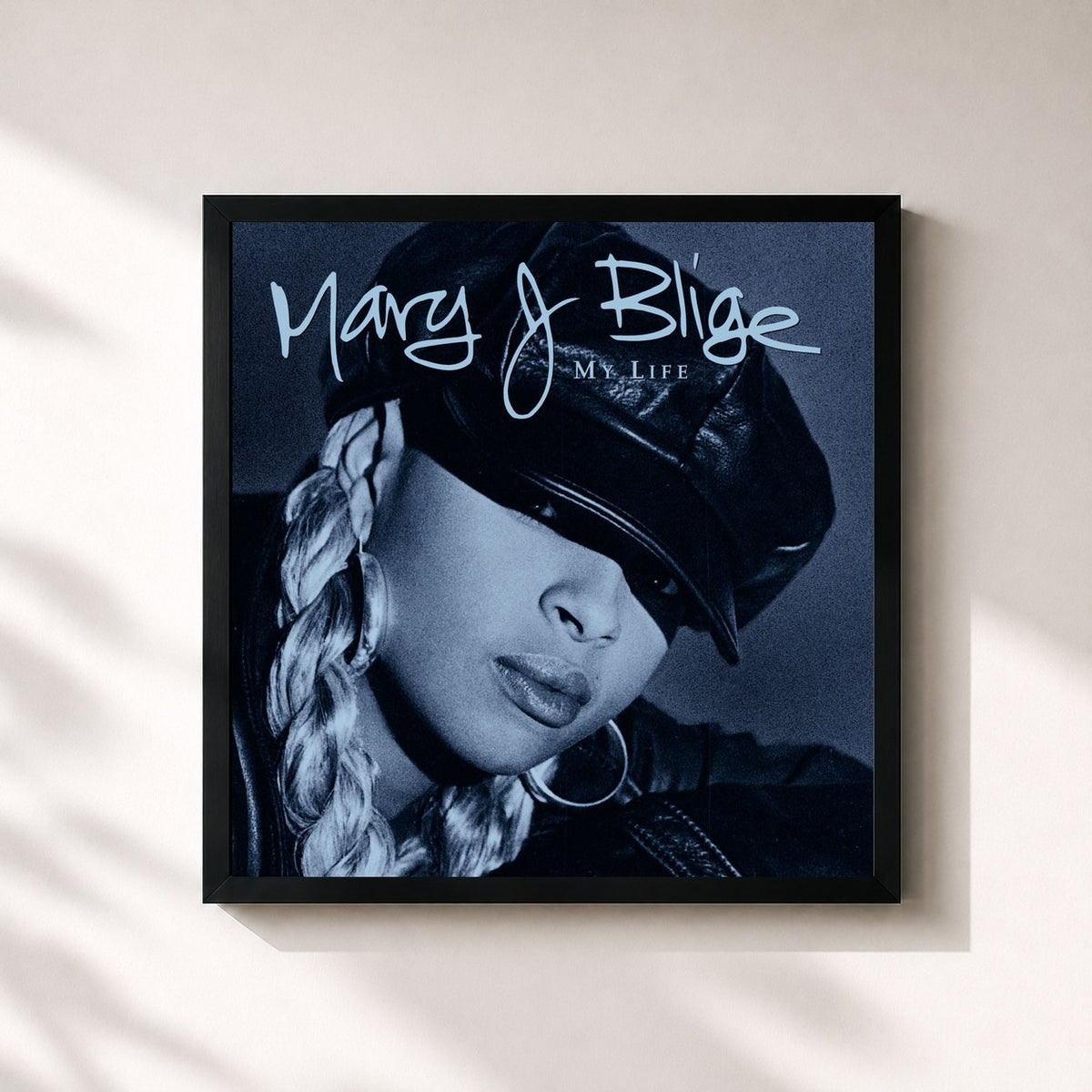 #noir My Life von Mary J. Blige als quadratischer Kunstdruck, schwarzer Rahmen 32x32 cm