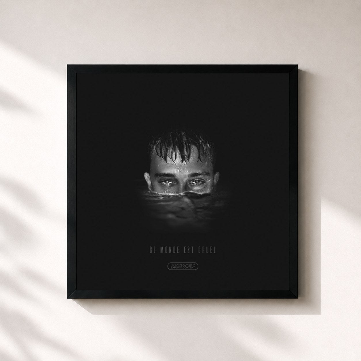 #noir Tableau carré de l'album Ce monde est cruel de Vald, cadre noir 32x32 cm