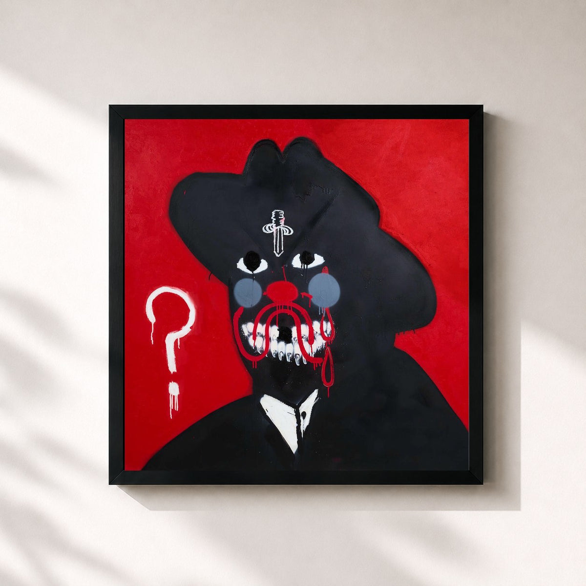 #noir WHAT HAPPENED TO THE STREETS? by 21 Savage as a square framed art print, black 32x32 cm frame