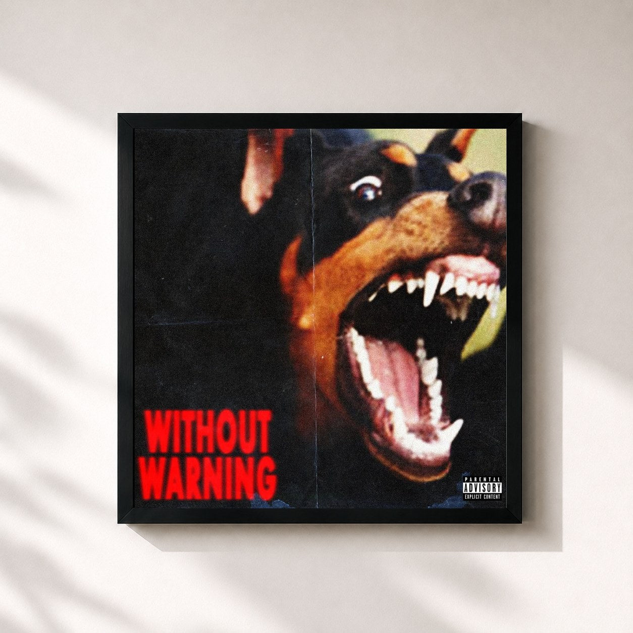 #noir Tableau carré de l'album Without Warning de 21 Savage, cadre noir 32x32 cm