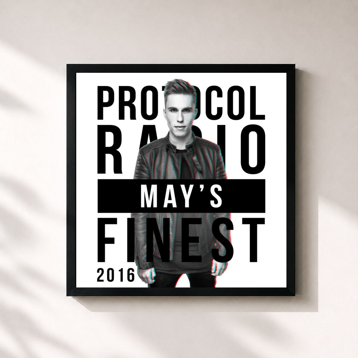 #noir Tableau carré de l'album Protocol Radio - May's Finest 2016 de Nicky Romero, cadre noir 32x32 cm