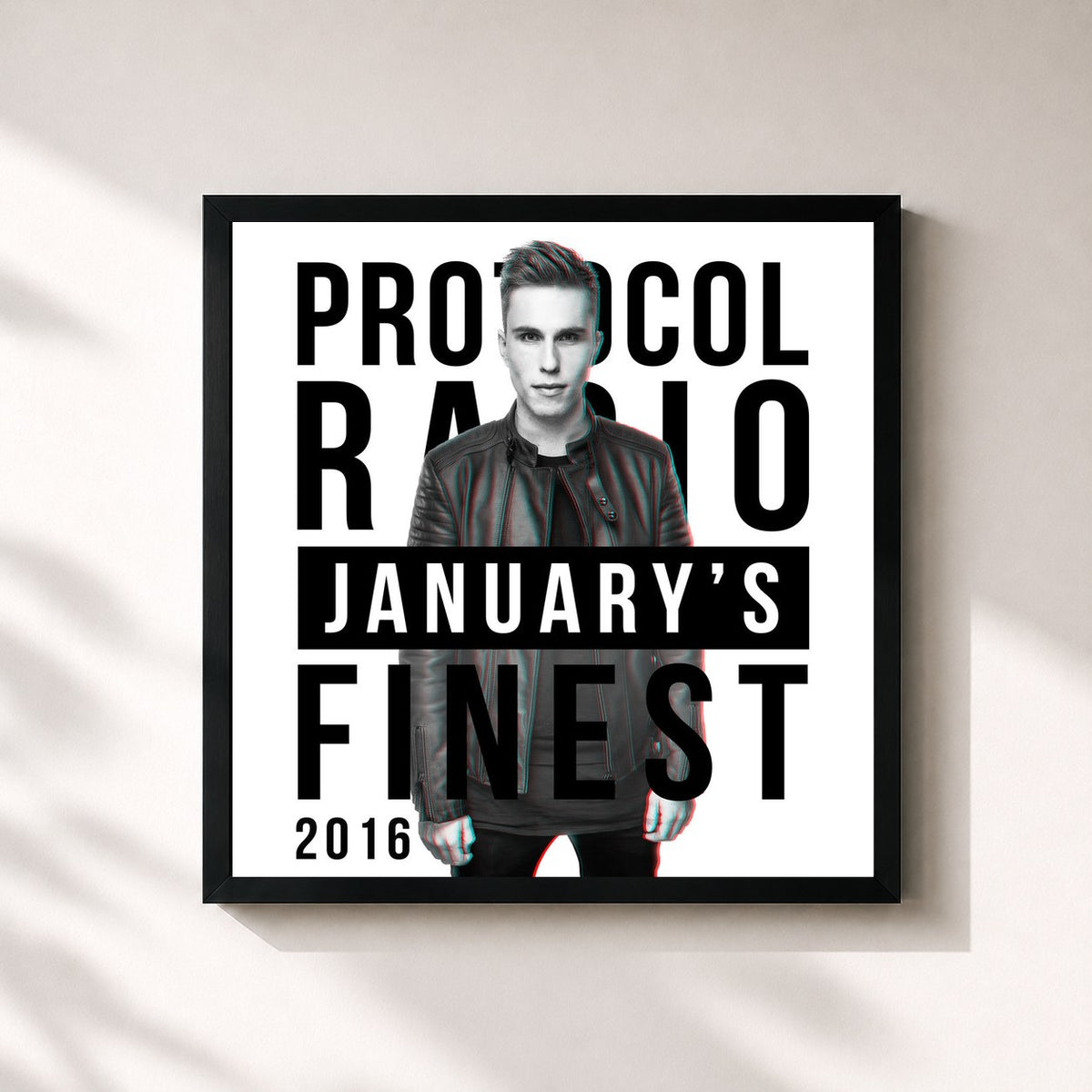 #noir Protocol Radio - January's Finest 2016 von Nicky Romero als quadratischer Kunstdruck, schwarzer Rahmen 32x32 cm