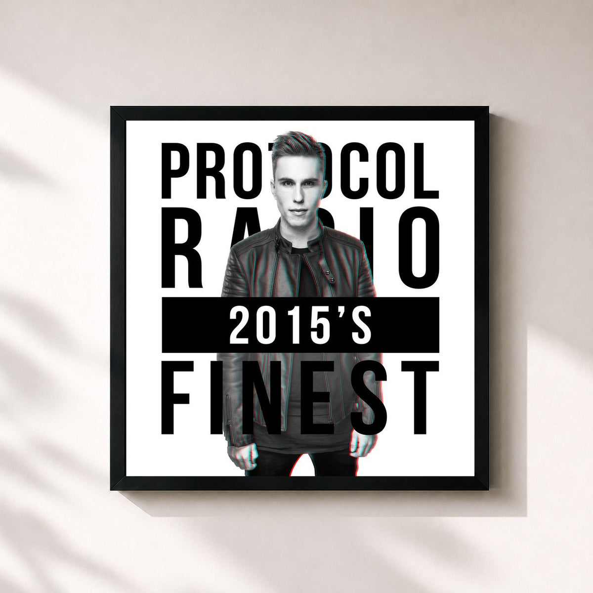 #noir Protocol Radio - 2015's Finest von Nicky Romero als quadratischer Kunstdruck, schwarzer Rahmen 32x32 cm