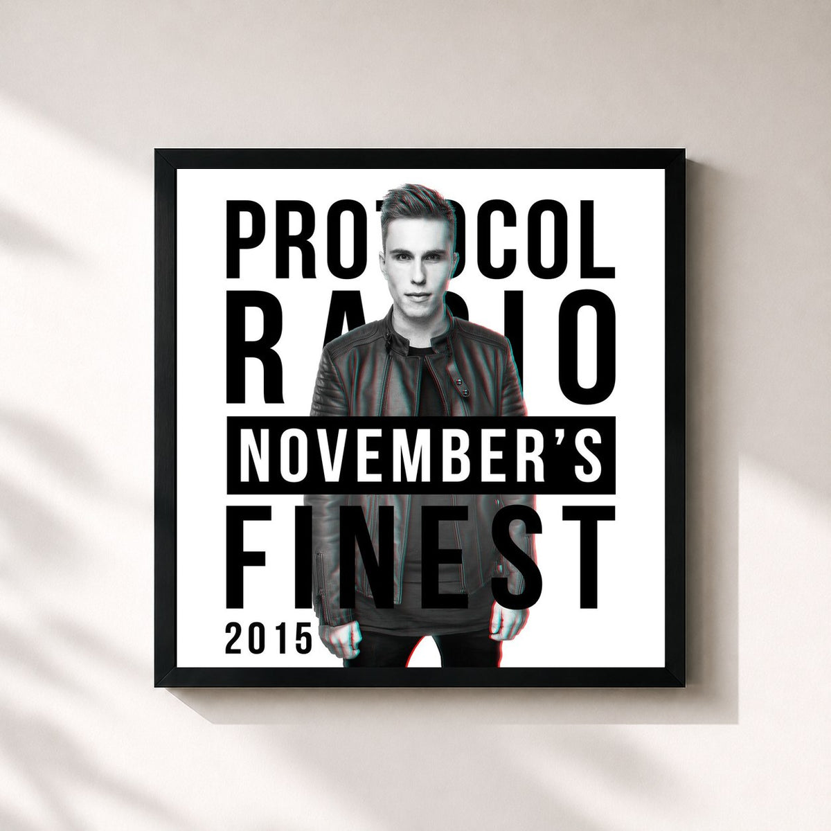 #noir Protocol Radio - November's Finest 2015 von Nicky Romero als quadratischer Kunstdruck, schwarzer Rahmen 32x32 cm