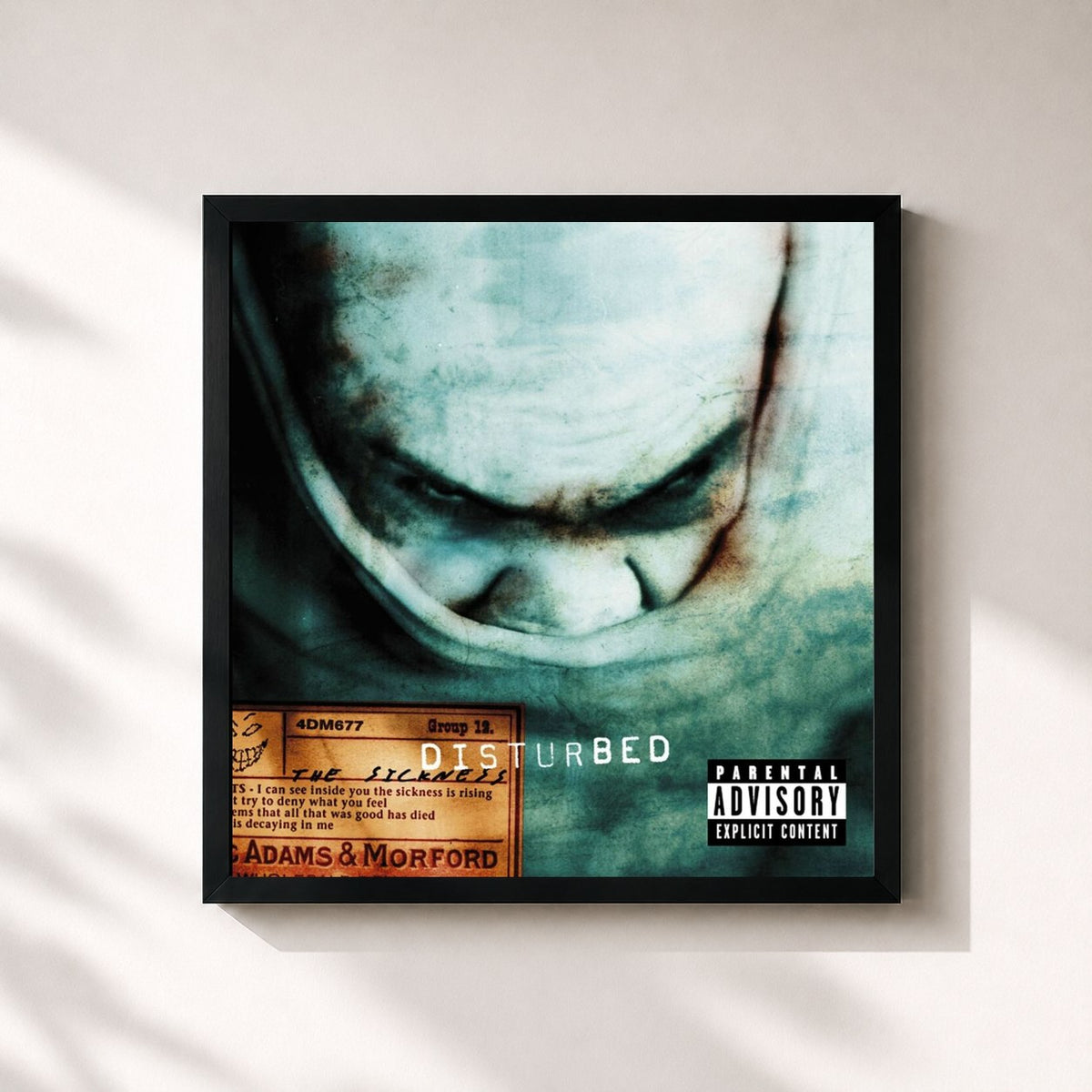 #noir The Sickness by Disturbed as a square framed art print, black 32x32 cm frame