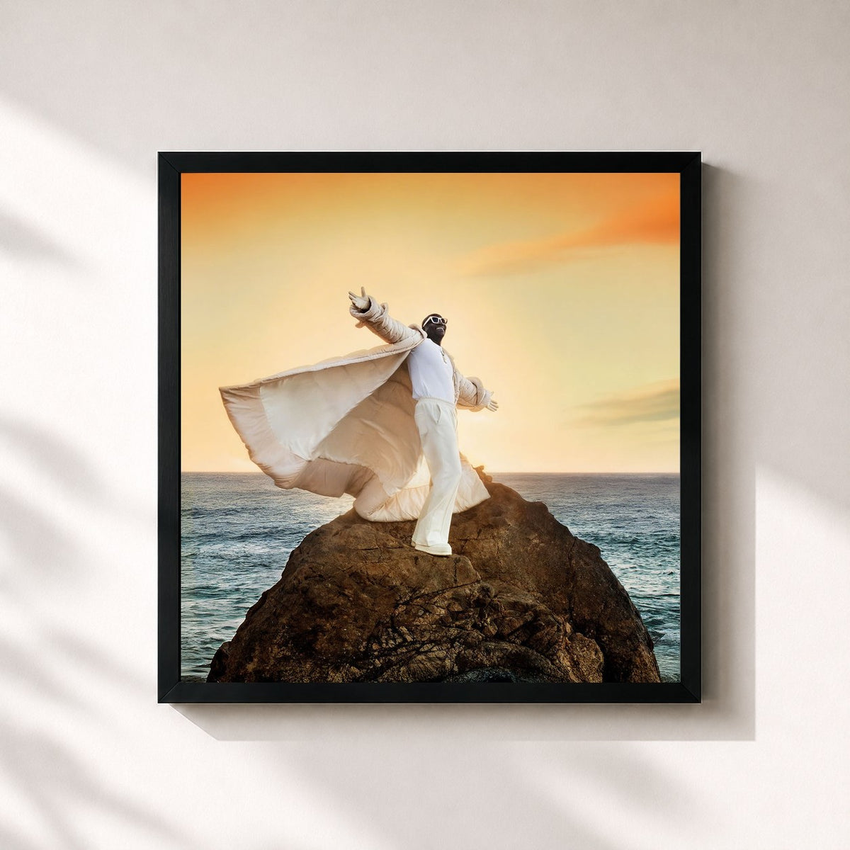 #noir BEAUTIFUL DAY by Akon as a square framed art print, black 32x32 cm frame