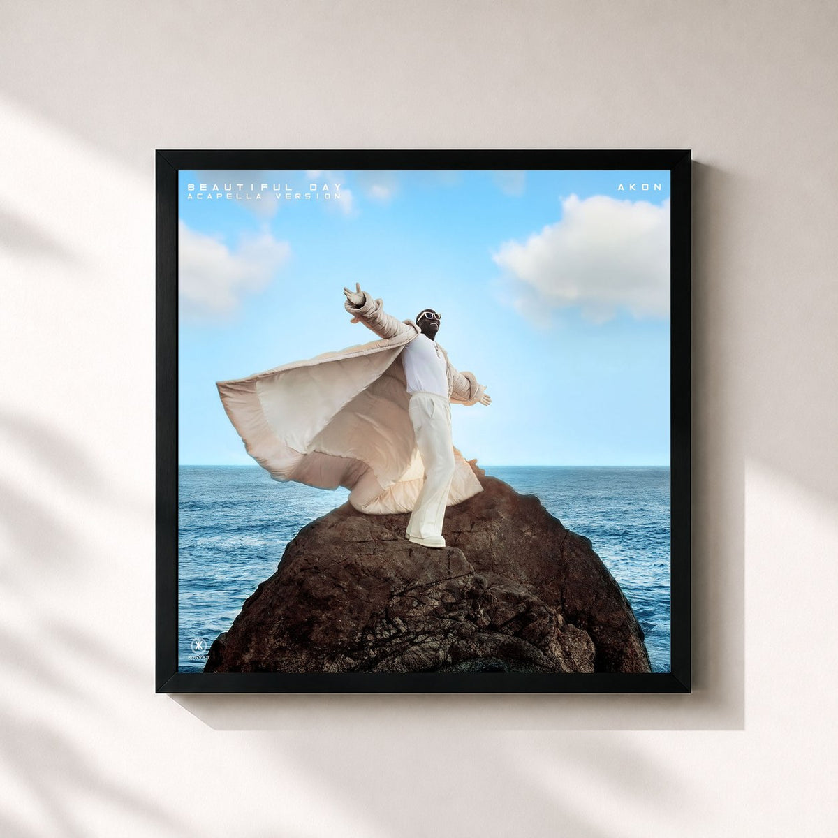 #noir BEAUTIFUL DAY (ACAPELLA VERSION) by Akon as a square framed art print, black 32x32 cm frame