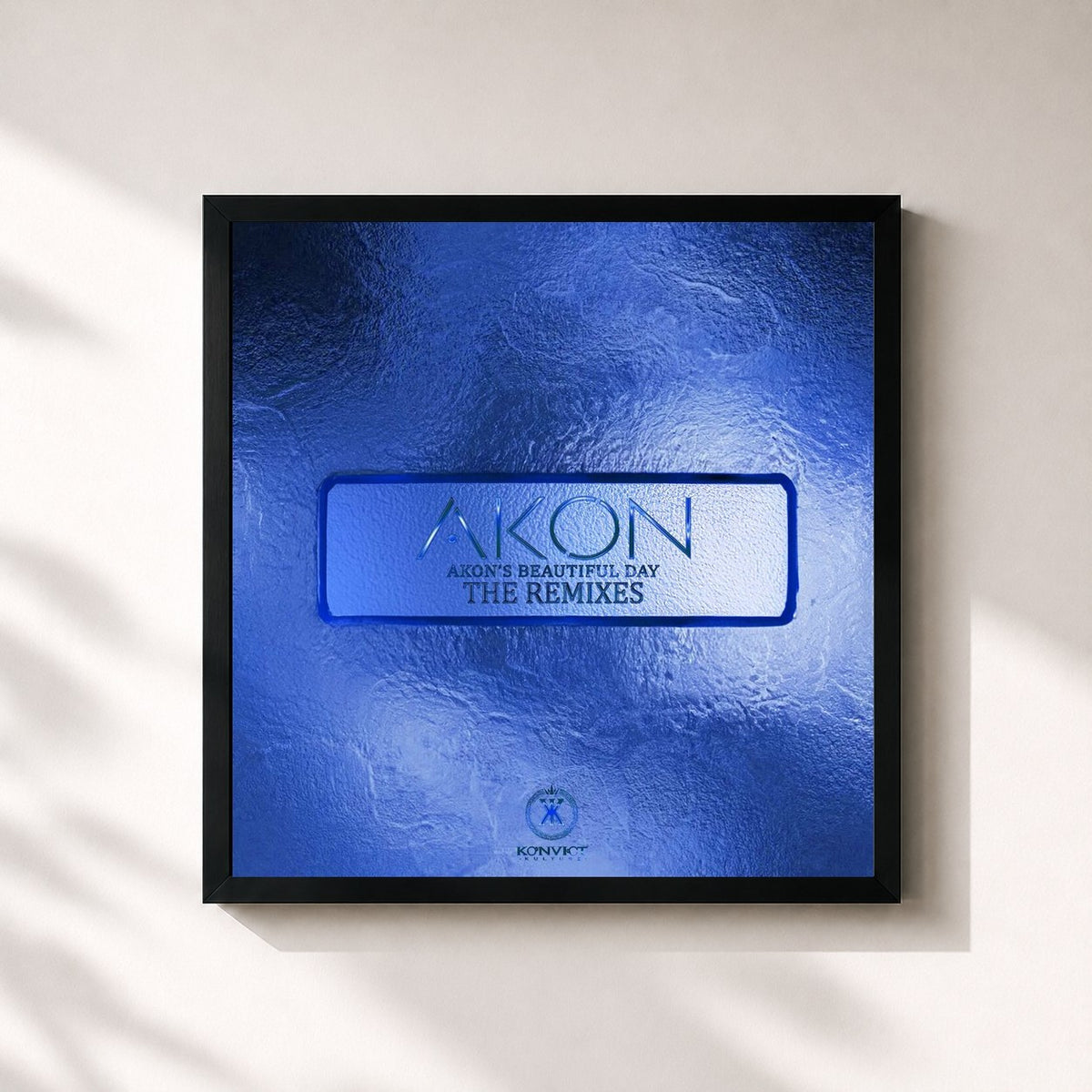 #noir Akon's Beautiful Day (The Remixes) by Akon as a square framed art print, black 32x32 cm frame