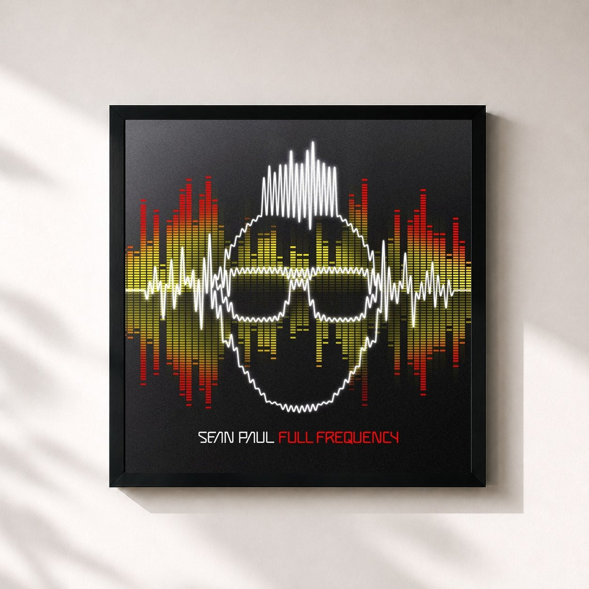 #noir Tableau carré de l'album Full Frequency de Sean Paul, cadre noir 32x32 cm