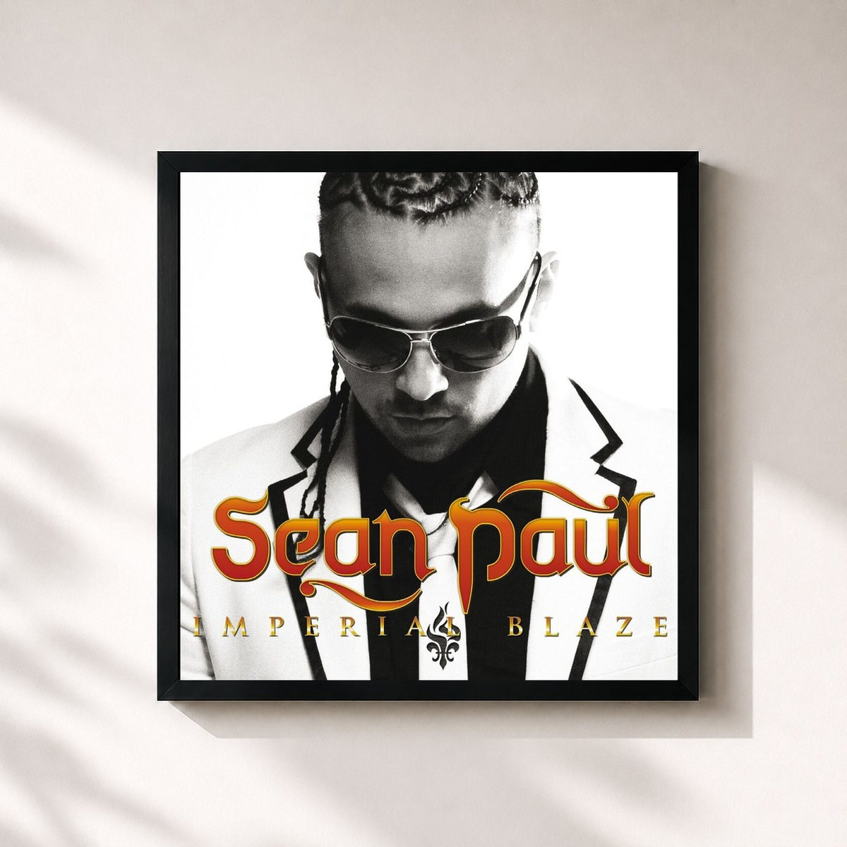 #noir Tableau carré de l'album Imperial Blaze de Sean Paul, cadre noir 32x32 cm