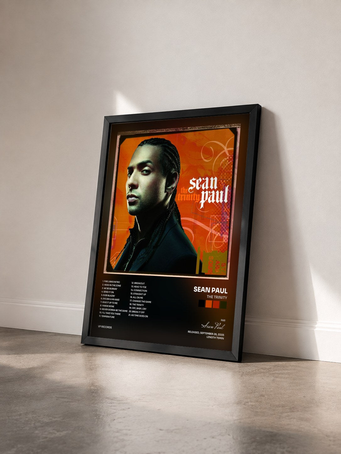 #noir Tableau de l'album The Trinity de Sean Paul vu de trois quarts, cadre noir