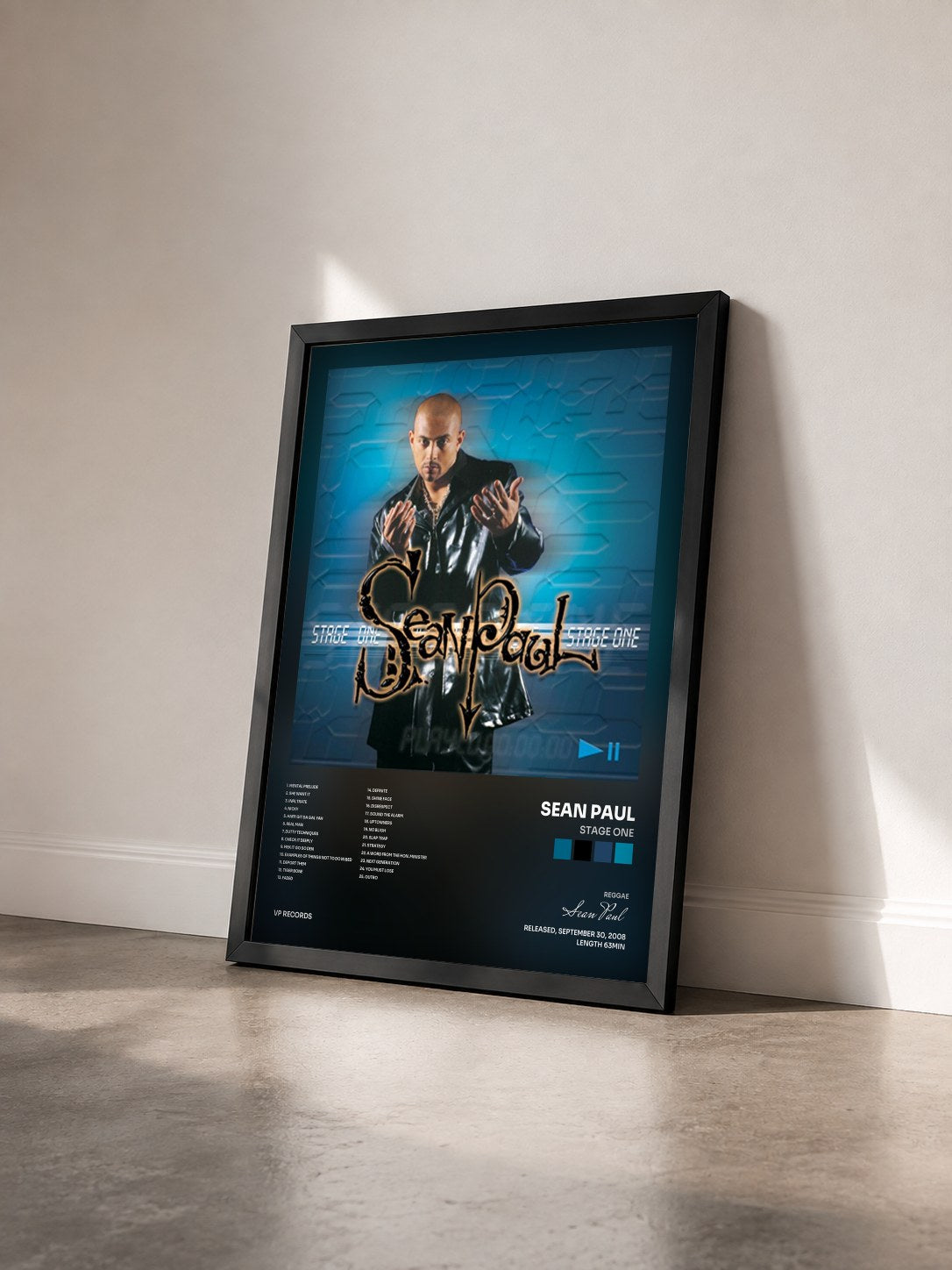 #noir Tableau de l'album Stage One de Sean Paul vu de trois quarts, cadre noir