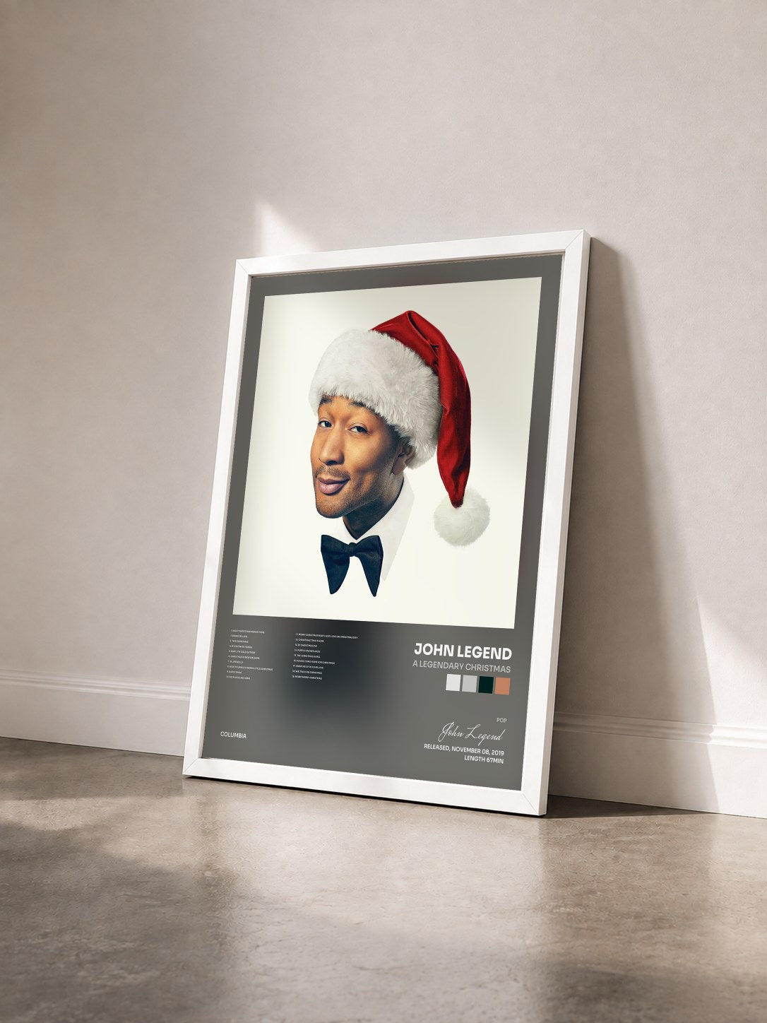 #blanc Tableau de l'album A Legendary Christmas de John Legend vu de trois quarts, cadre blanc