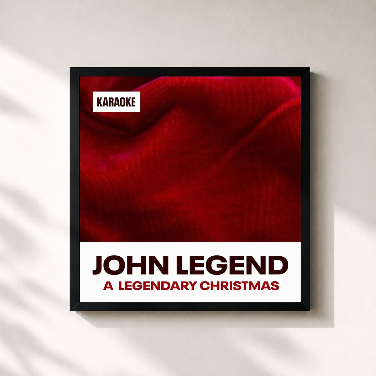 #noir Tableau carré de l'album A Legendary Christmas (Karaoke Versions) de John Legend, cadre noir 32x32 cm