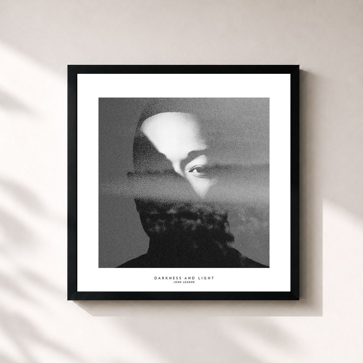 #noir Tableau carré de l'album DARKNESS AND LIGHT de John Legend, cadre noir 32x32 cm