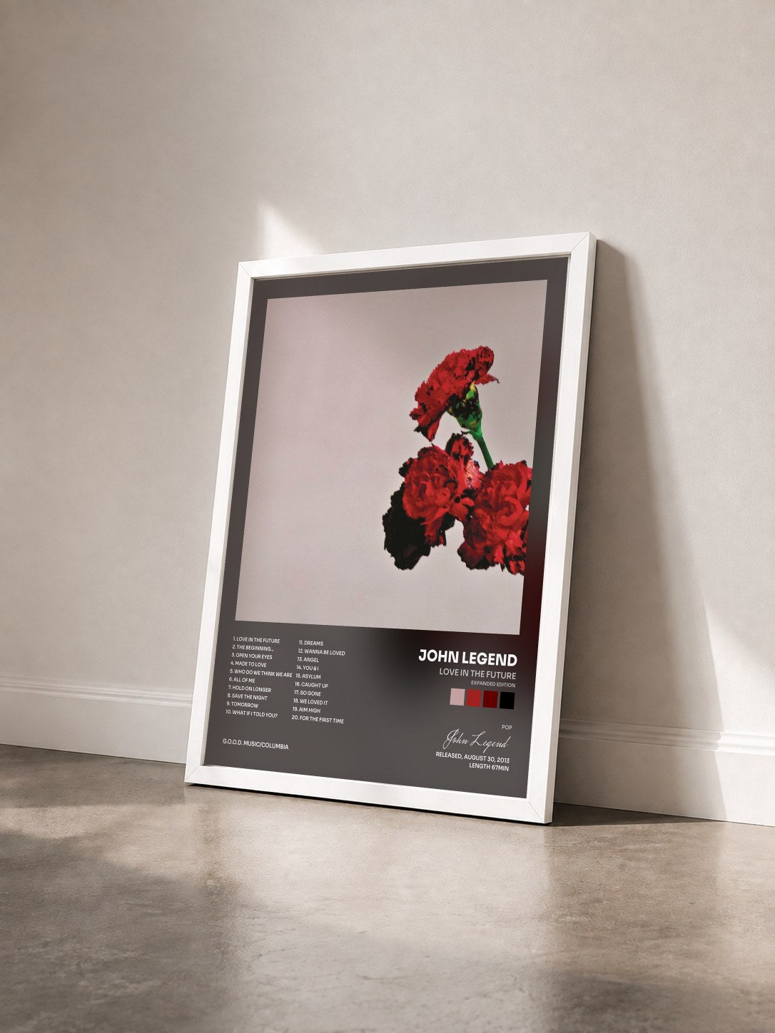 #blanc Tableau de l'album Love In The Future (Expanded Edition) de John Legend vu de trois quarts, cadre blanc