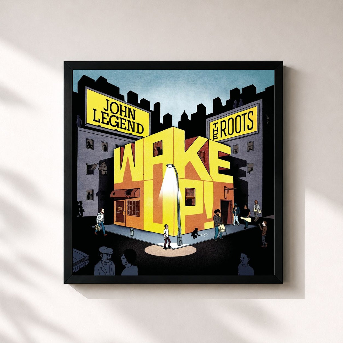 #noir Tableau carré de l'album Wake Up! de John Legend, cadre noir 32x32 cm