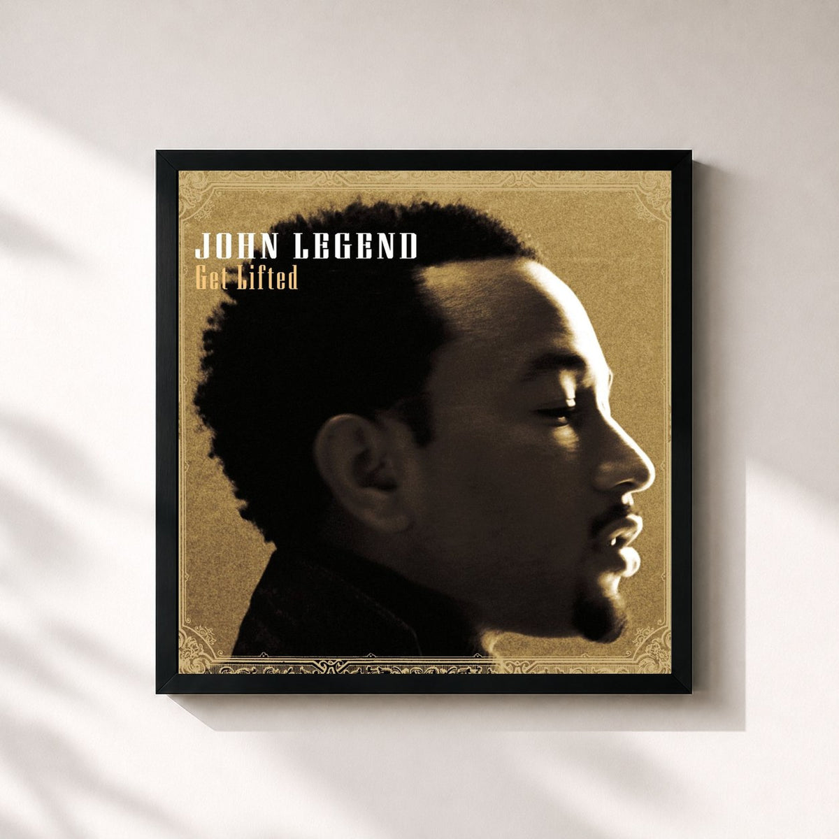 #noir Tableau carré de l'album Get Lifted de John Legend, cadre noir 32x32 cm