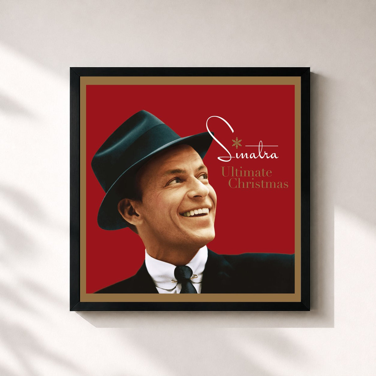 #noir Tableau carré de l'album Ultimate Christmas de Frank Sinatra, cadre noir 32x32 cm
