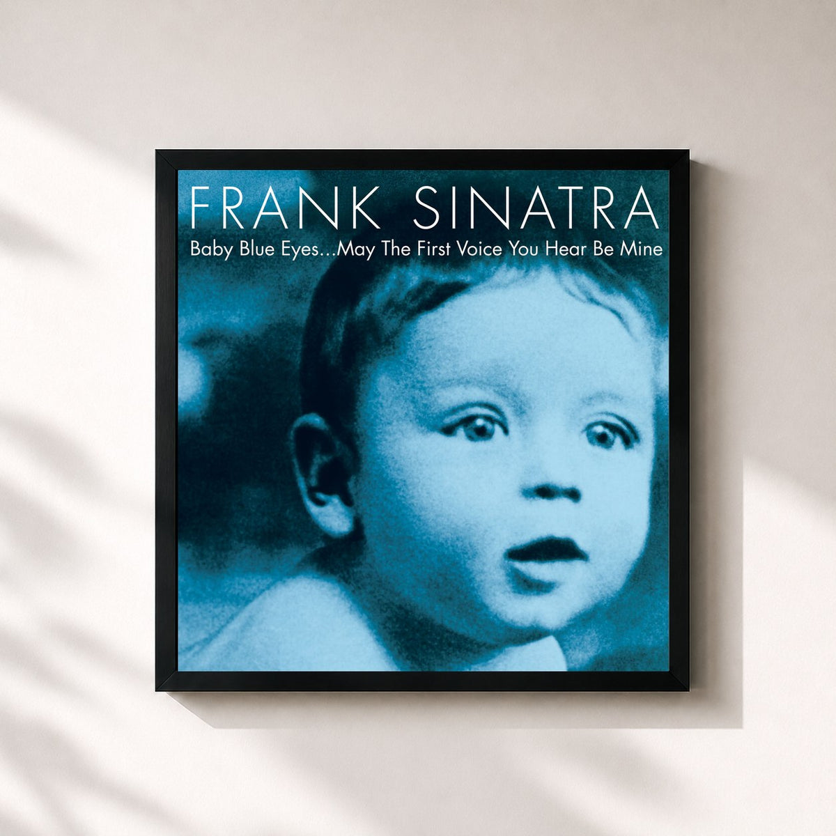 #noir Tableau carré de l'album Baby Blue Eyes de Frank Sinatra, cadre noir 32x32 cm