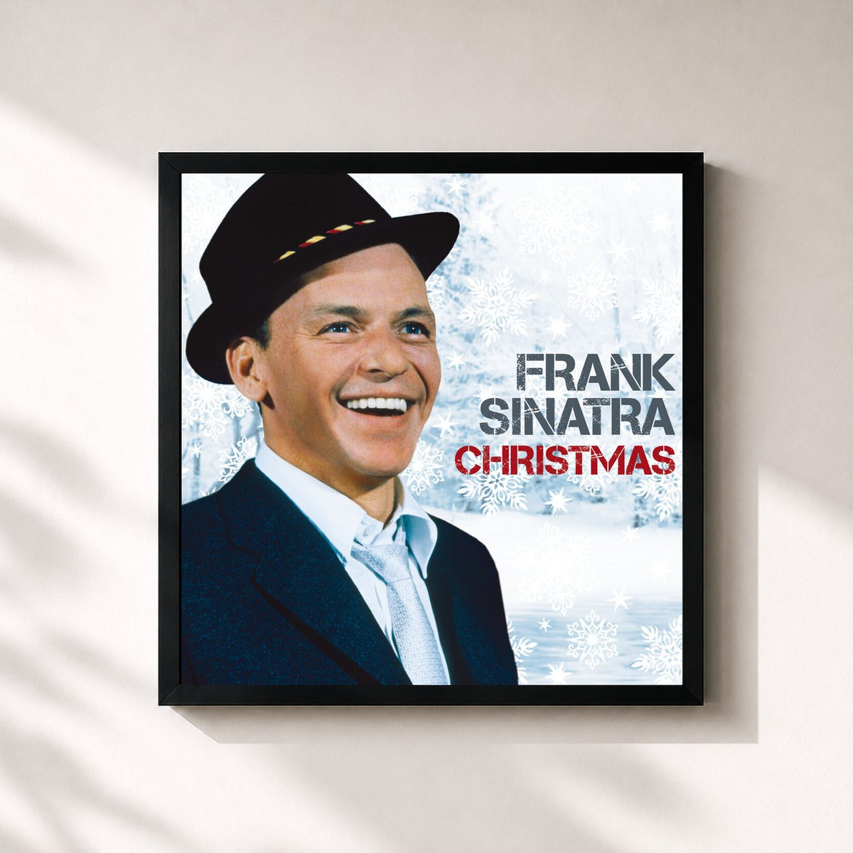 #noir Tableau carré de l'album Christmas de Frank Sinatra, cadre noir 32x32 cm