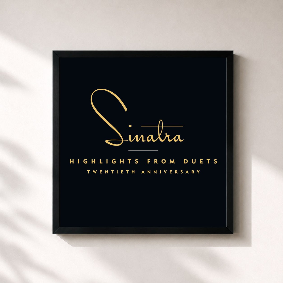 #noir Tableau carré de l'album Highlights From Duets de Frank Sinatra, cadre noir 32x32 cm