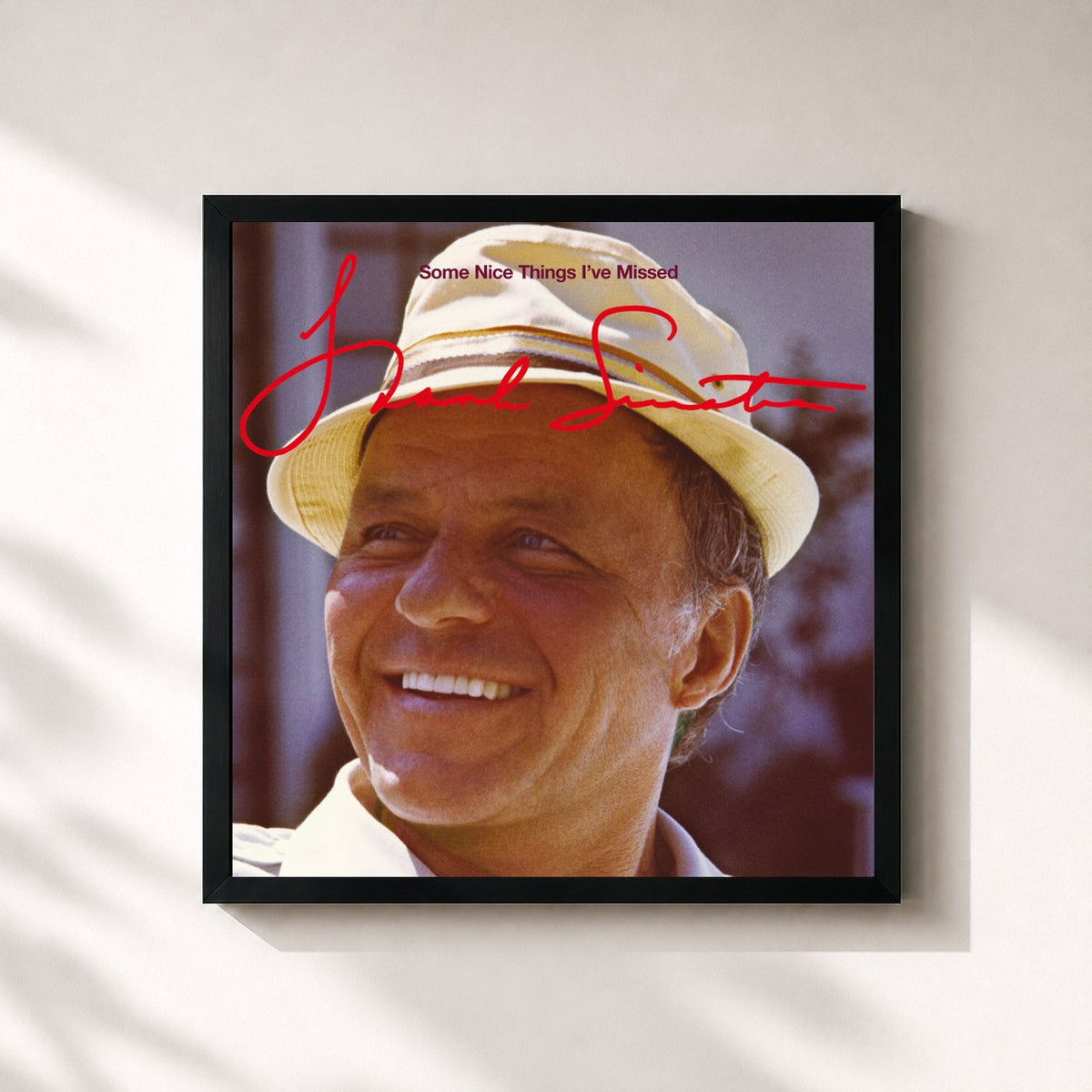 #noir Tableau carré de l'album Some Nice Things I've Missed de Frank Sinatra, cadre noir 32x32 cm