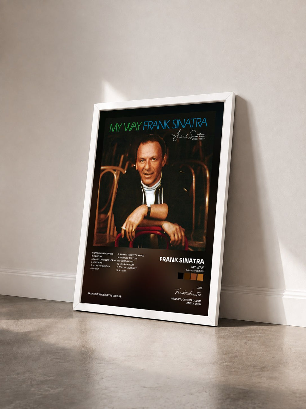 #blanc Tableau de l'album My Way (Expanded Edition) de Frank Sinatra vu de trois quarts, cadre blanc