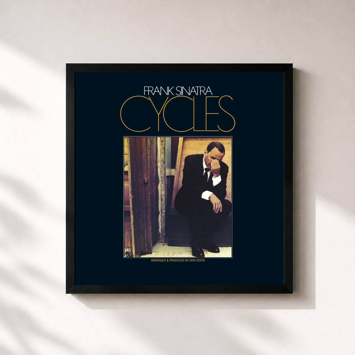 #noir Tableau carré de l'album Cycles de Frank Sinatra, cadre noir 32x32 cm