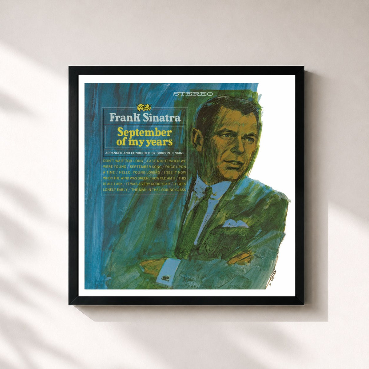 #noir Tableau carré de l'album September Of My Years (Expanded Edition) de Frank Sinatra, cadre noir 32x32 cm