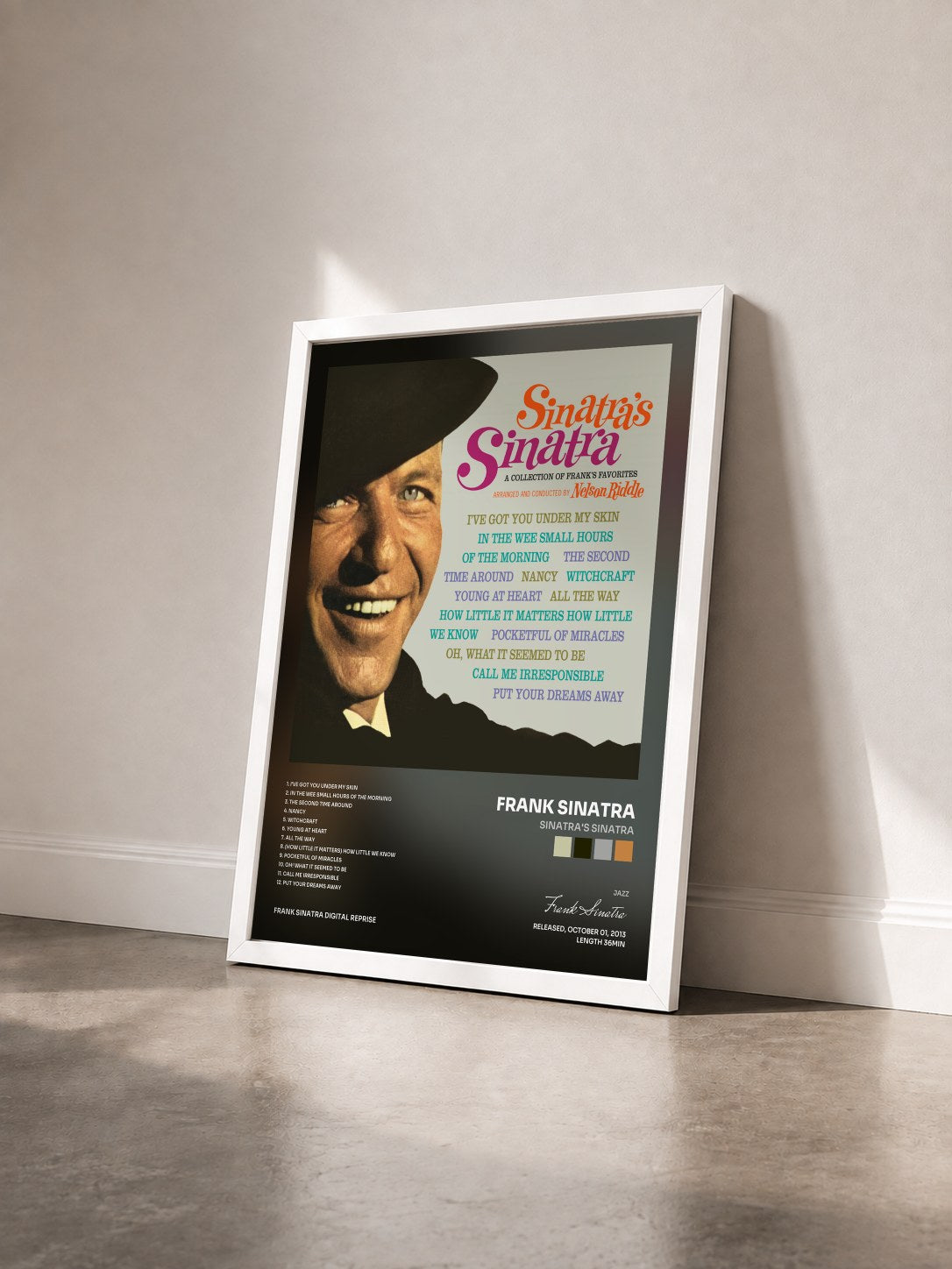 #blanc Tableau de l'album Sinatra's Sinatra de Frank Sinatra vu de trois quarts, cadre blanc