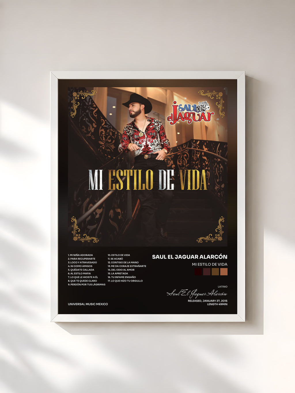 #blanc Mi Estilo De Vida by Saul El Jaguar Alarcón as a framed art print, white frame, printed and framed in France