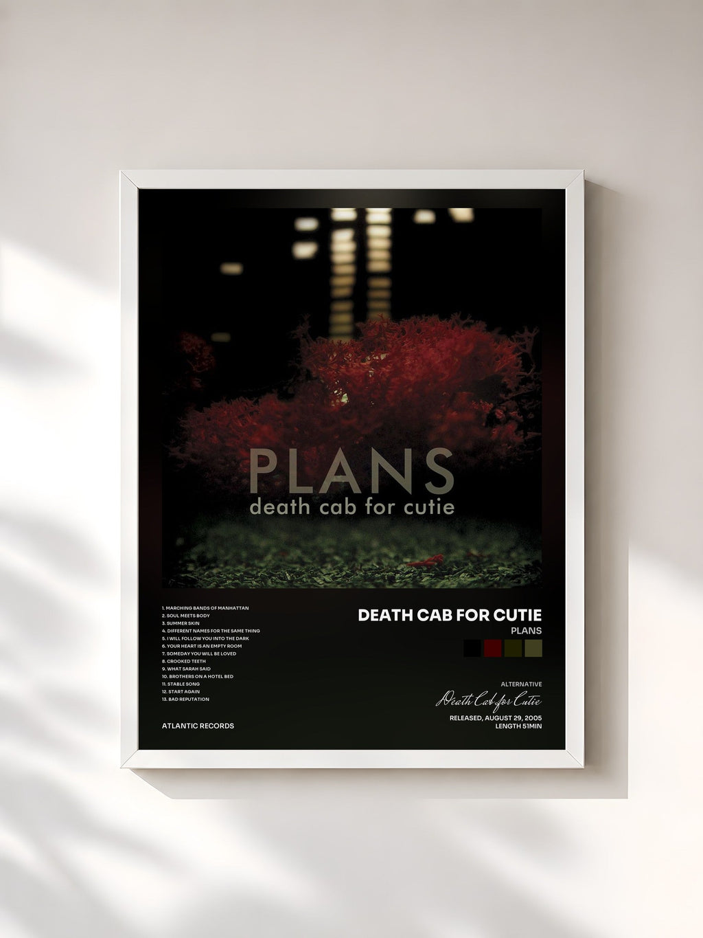 #blanc Plans di Death Cab for Cutie in stampa incorniciata, cornice bianca, stampata e incorniciata in Francia