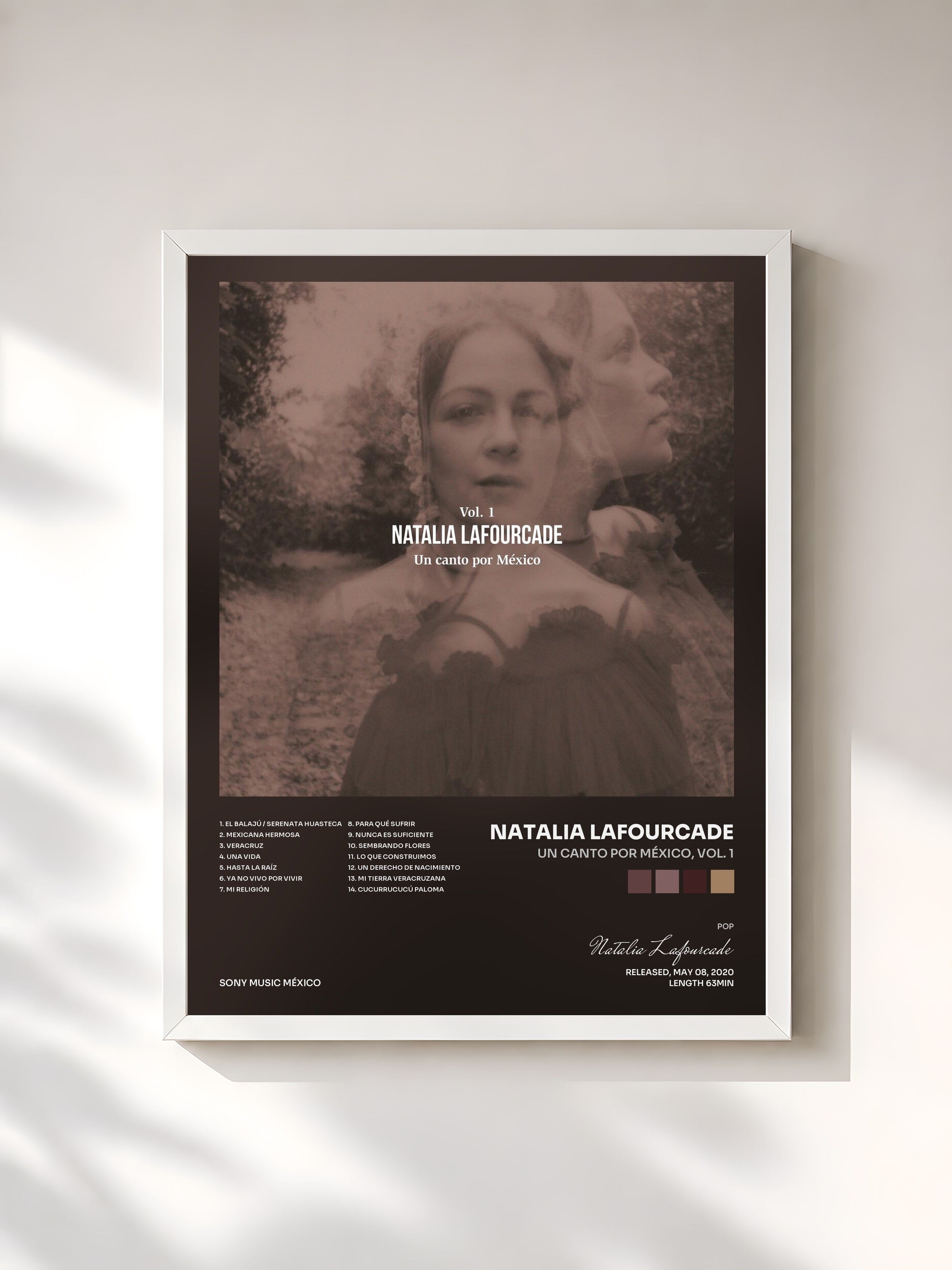 #blanc Tableau de l'album Un Canto por México, Vol. 1 de Natalia Lafourcade, cadre blanc, imprimé et encadré en France