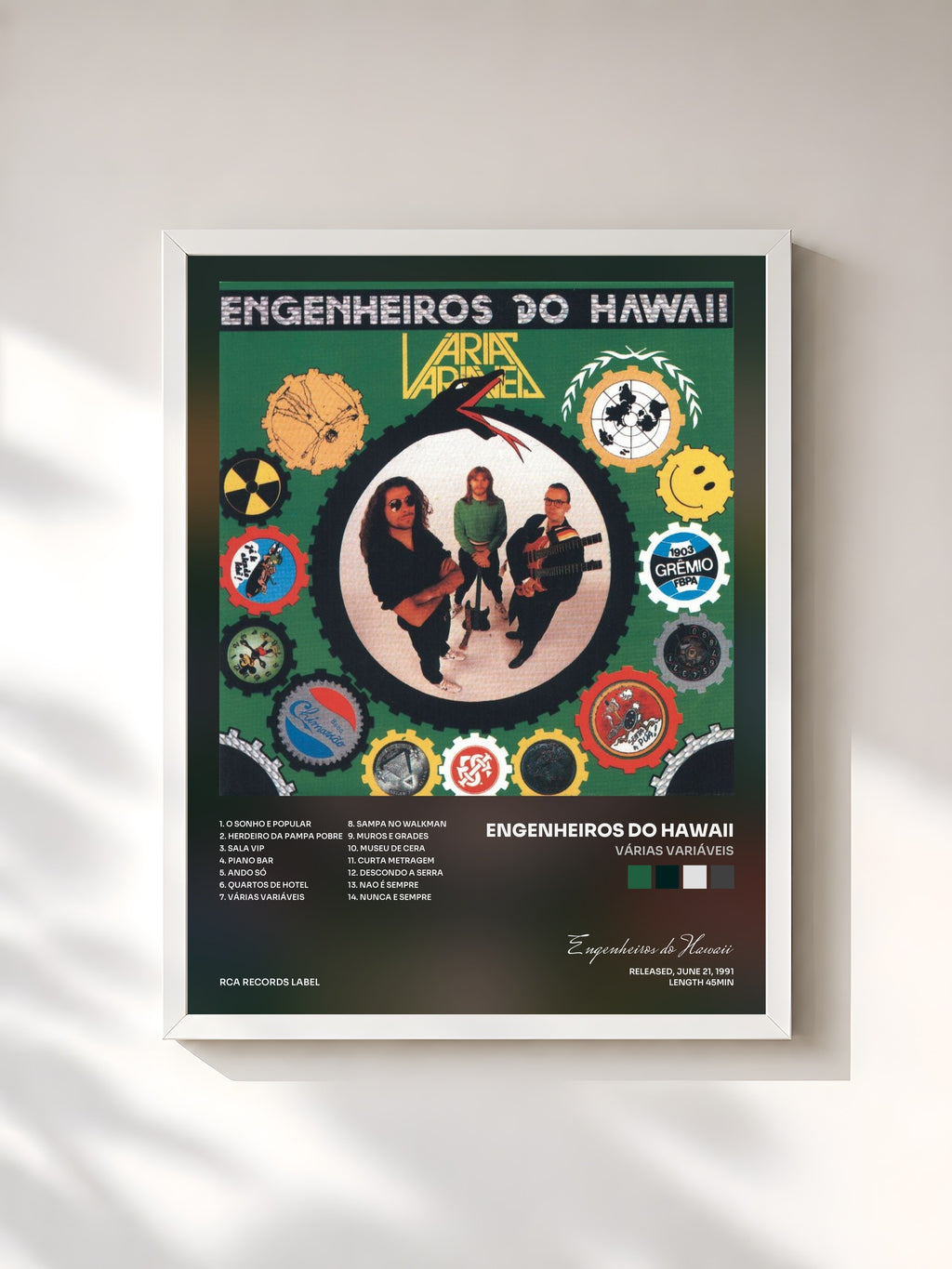 #blanc Tableau de l'album Várias Variáveis de Engenheiros do Hawaii, cadre blanc, imprimé et encadré en France