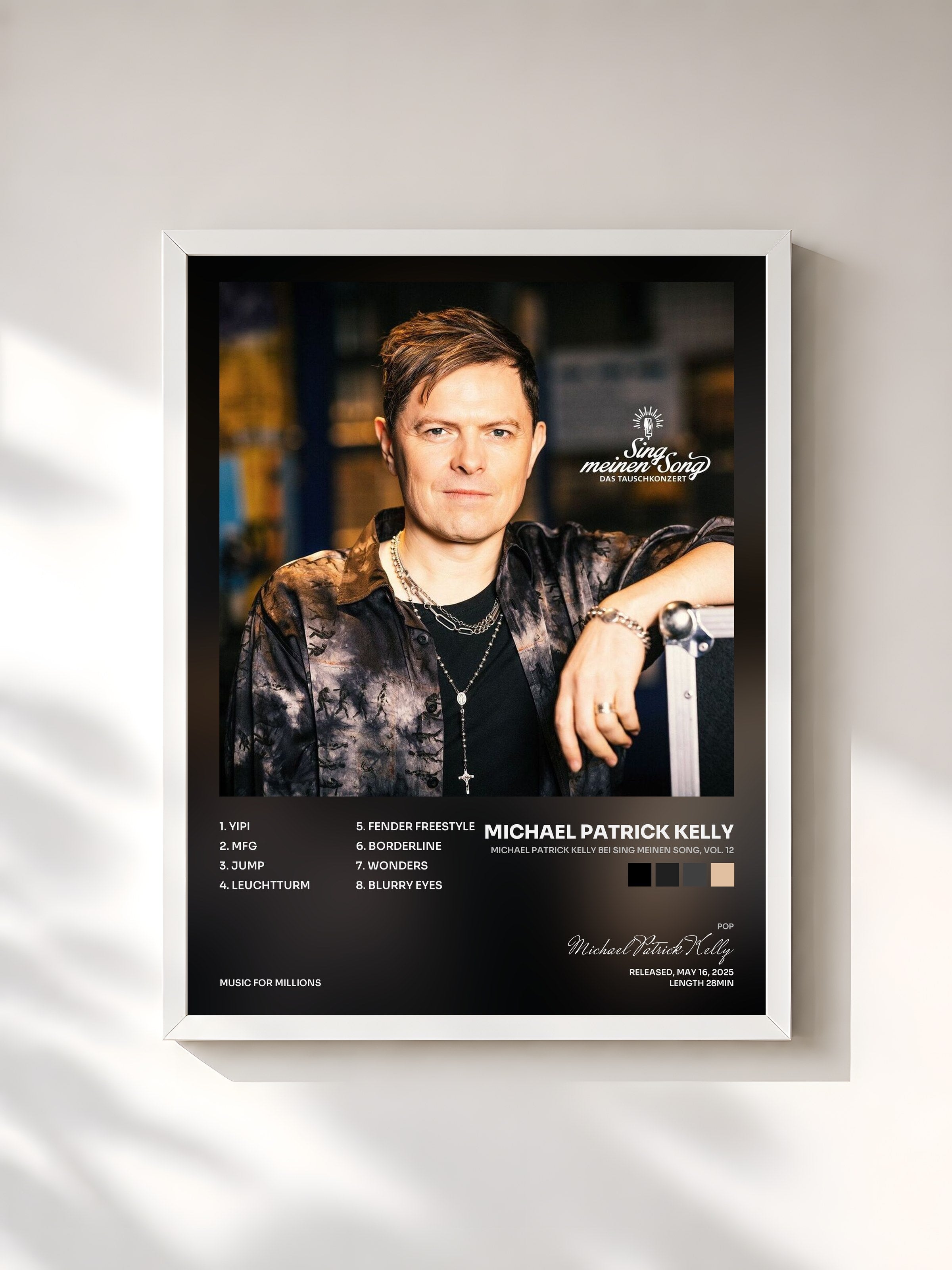 #blanc Tableau de l'album Michael Patrick Kelly bei Sing meinen Song, Vol. 12 de Michael Patrick Kelly, cadre blanc, imprimé et encadré en France