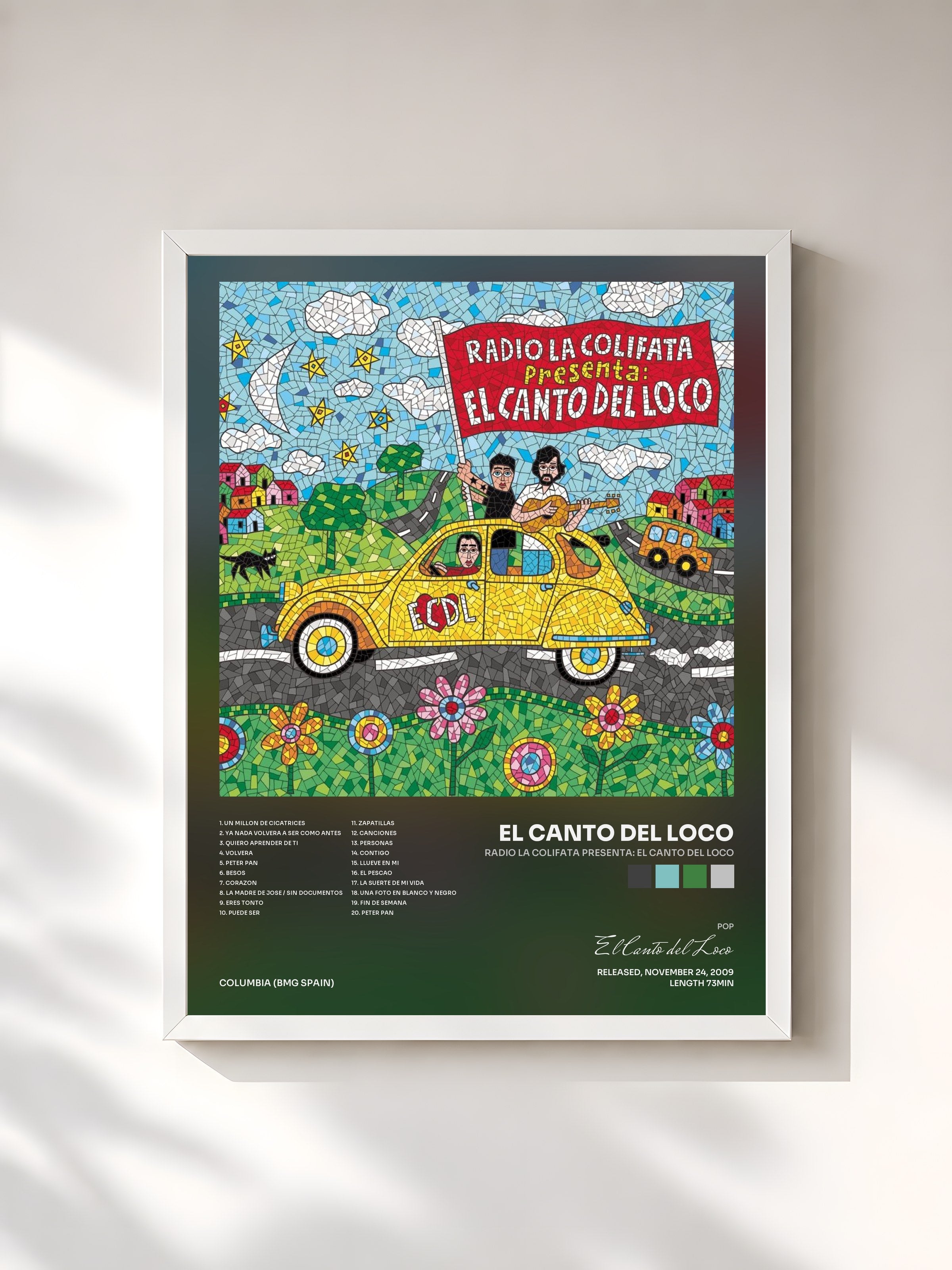 #blanc Tableau de l'album Radio la Colifata Presenta: El Canto del Loco de El Canto del Loco, cadre blanc, imprimé et encadré en France