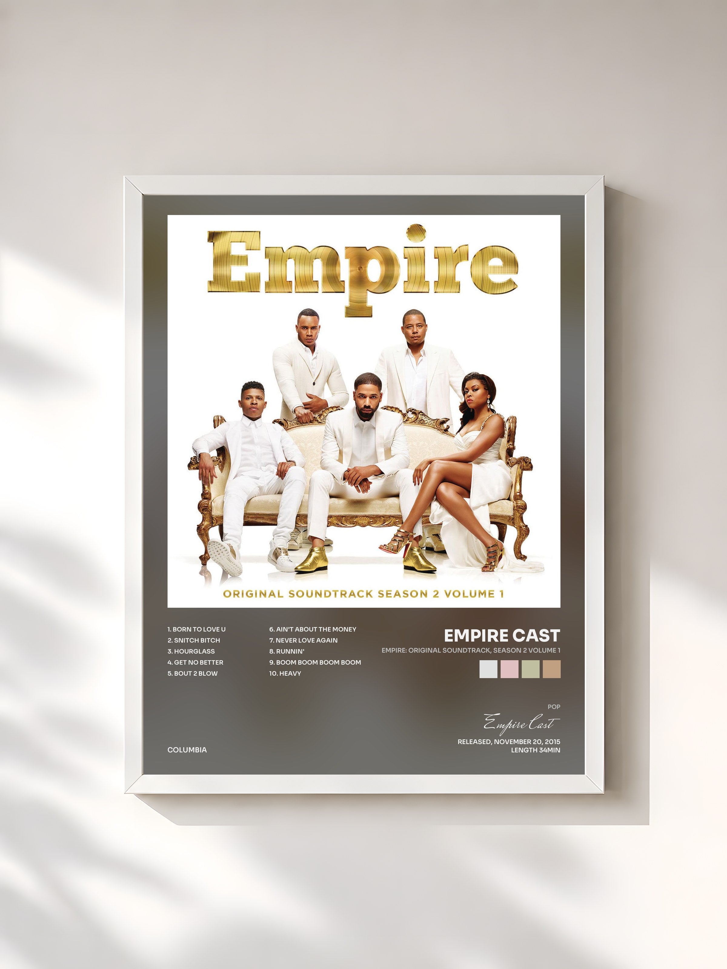 #blanc Tableau de l'album Empire: Original Soundtrack, Season 2 Volume 1 de Empire Cast, cadre blanc, imprimé et encadré en France