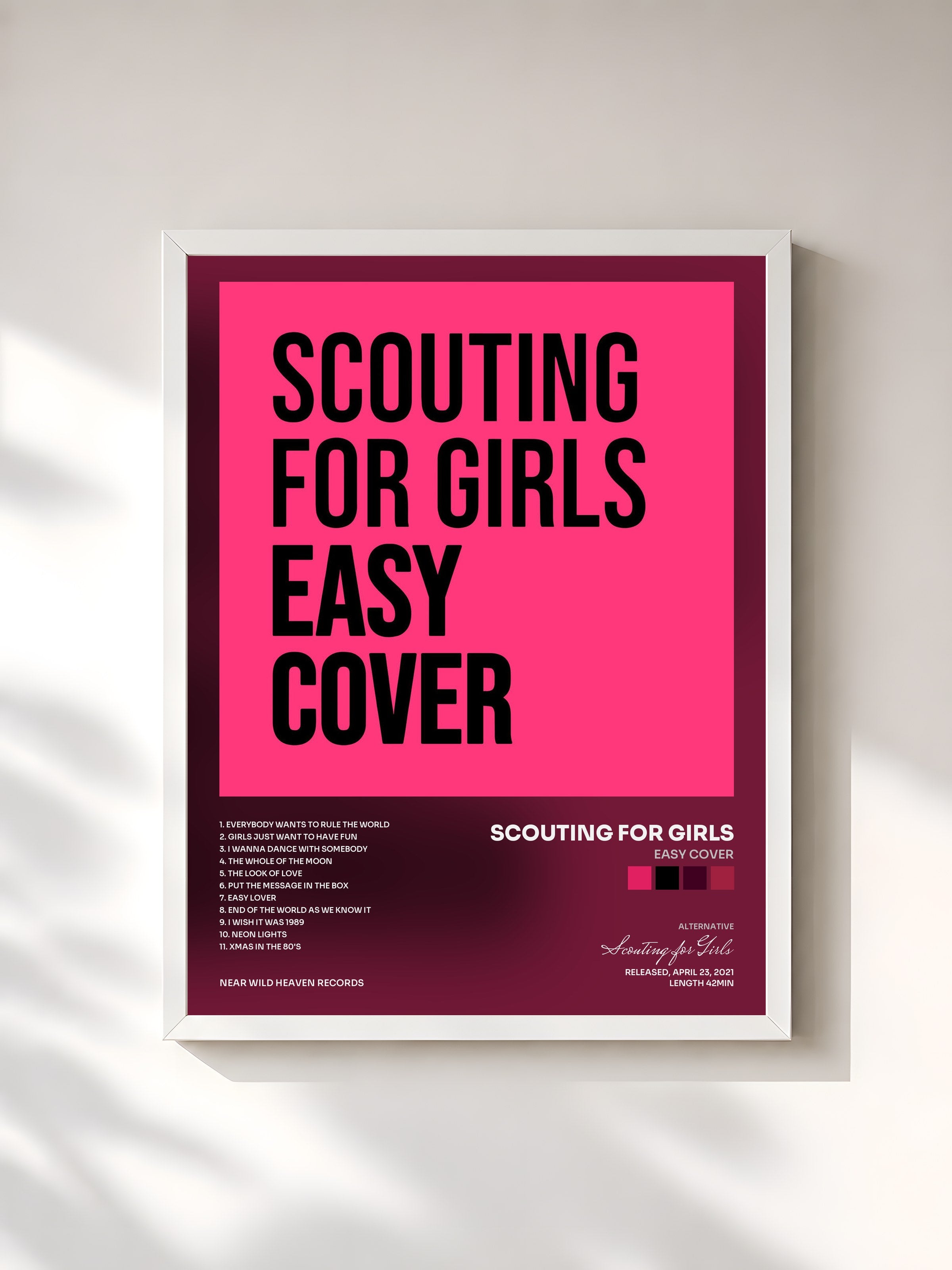 #blanc Tableau de l'album Easy Cover de Scouting for Girls, cadre blanc, imprimé et encadré en France