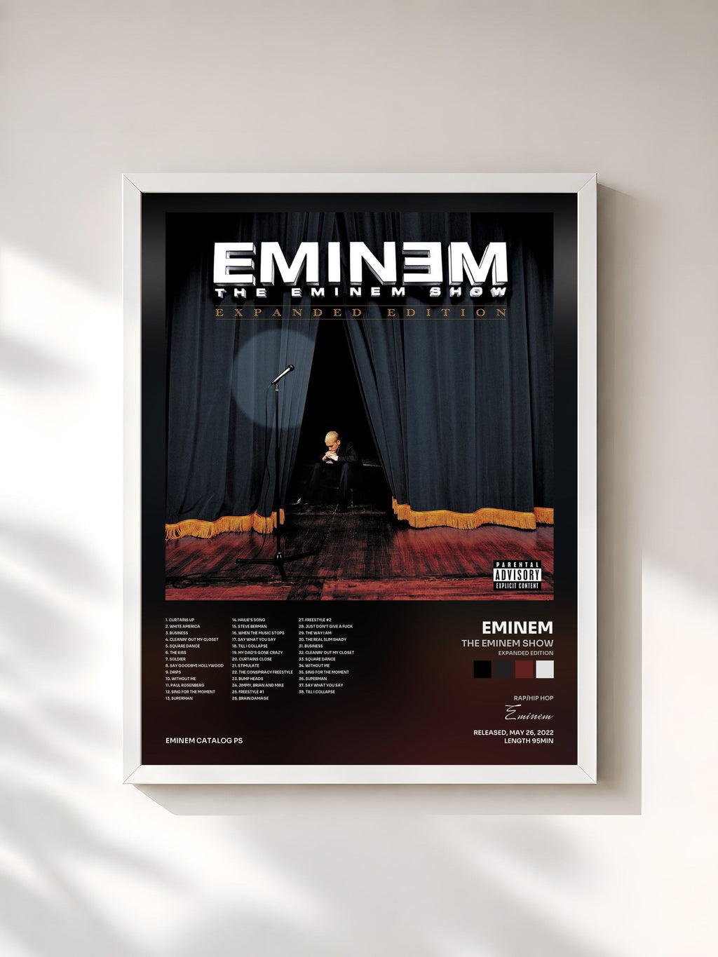 #blanc Tableau de l'album The Eminem Show (Expanded Edition) de Eminem, cadre blanc, imprimé et encadré en France