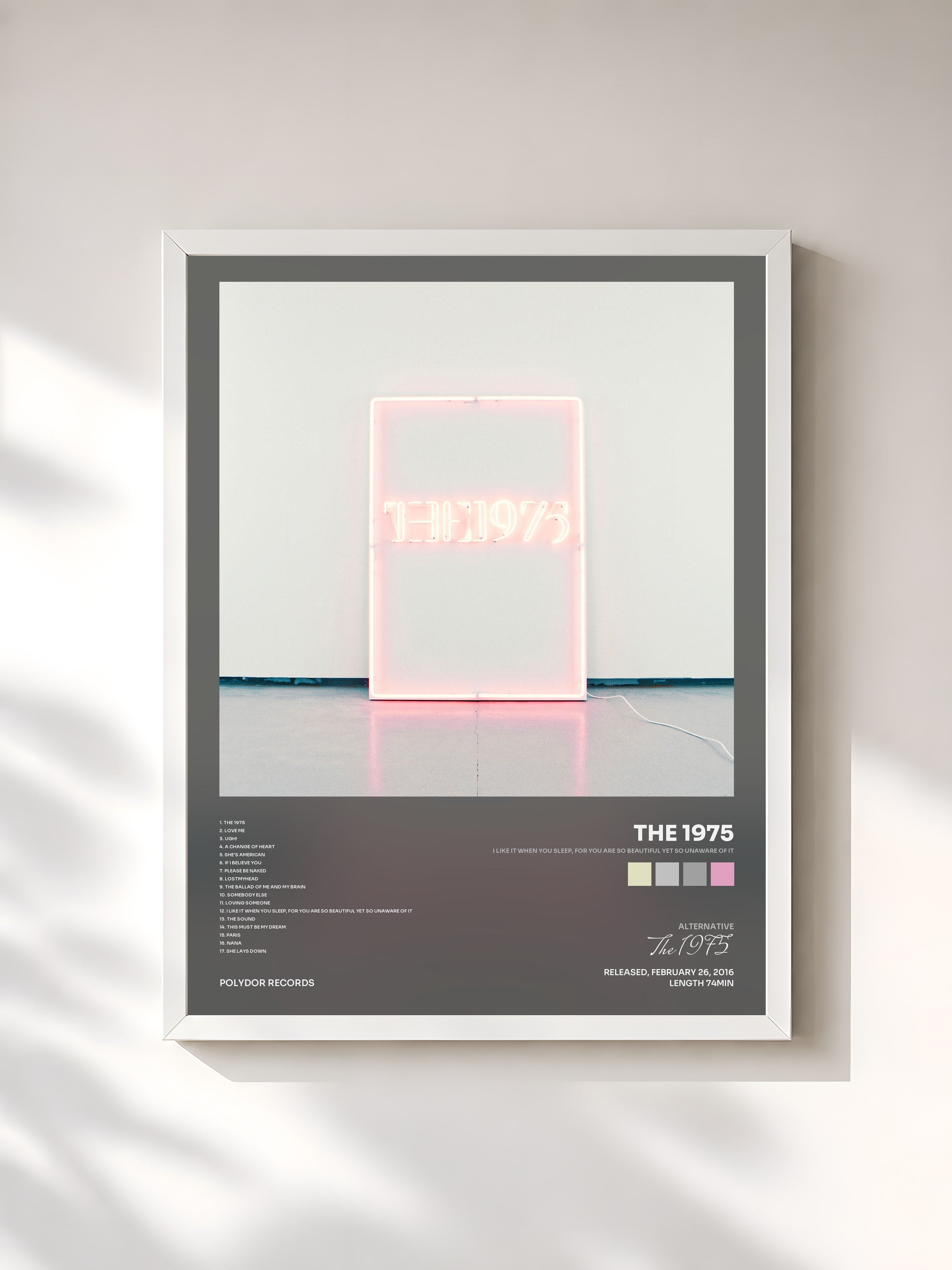 #blanc Tableau de l'album I like it when you sleep, for you are so beautiful yet so unaware of it de The 1975, cadre blanc, imprimé et encadré en France