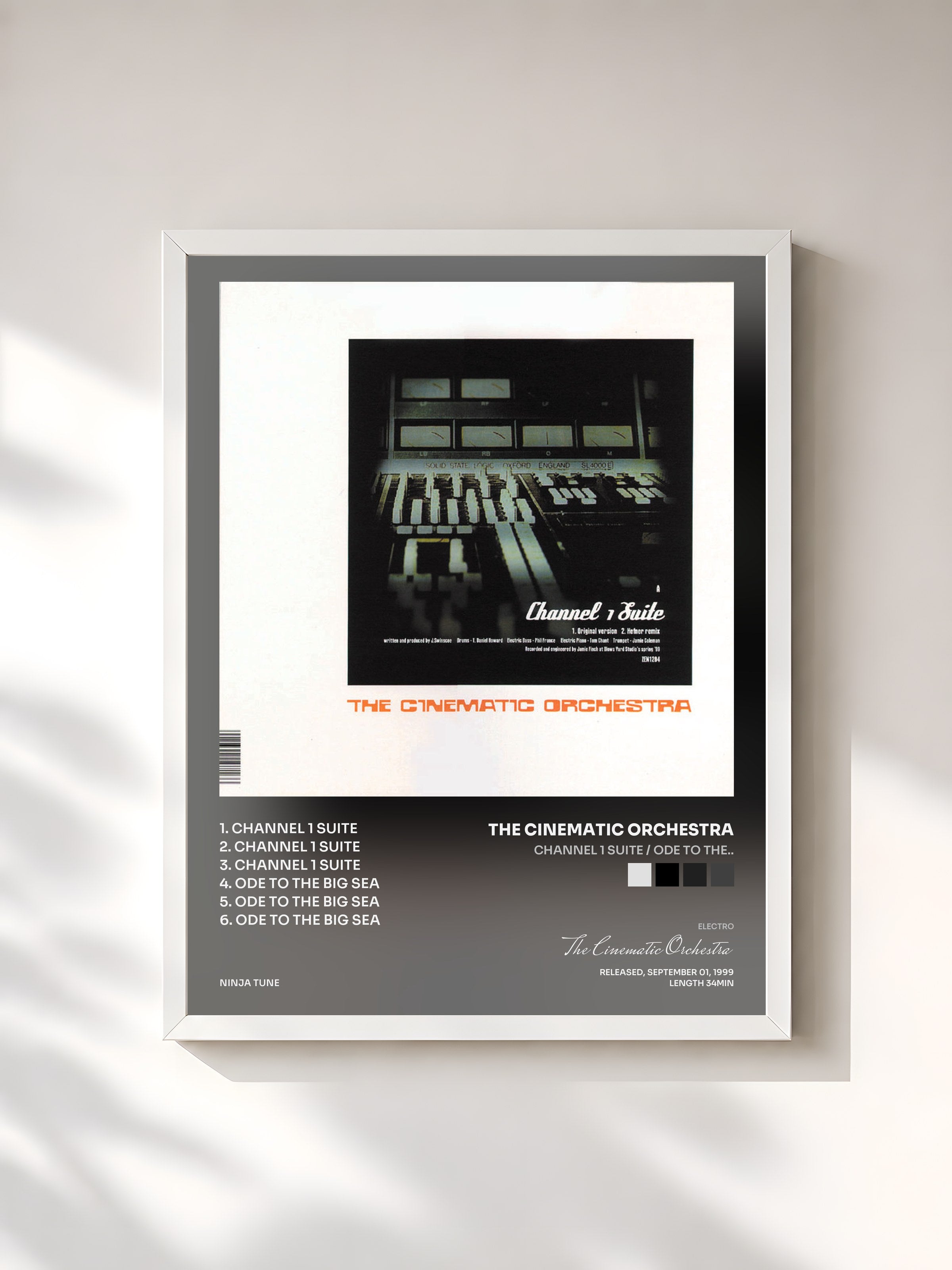 #blanc Tableau de l'album Channel 1 Suite / Ode To The.. de The Cinematic Orchestra, cadre blanc, imprimé et encadré en France