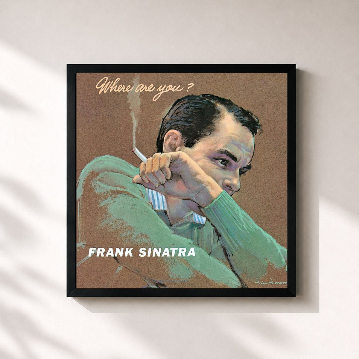 #noir Tableau carré de l'album Where Are You? (Remastered / Expanded Edition) de Frank Sinatra, cadre noir 32x32 cm