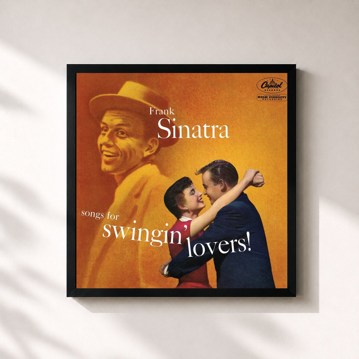 #noir Tableau carré de l'album Songs For Swingin' Lovers! (Remastered) de Frank Sinatra, cadre noir 32x32 cm
