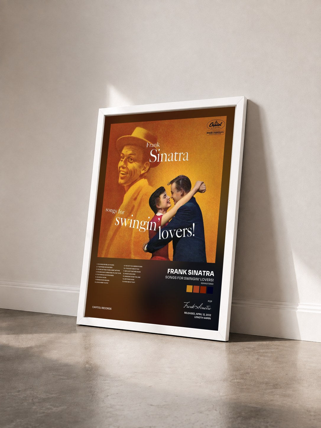 #blanc Tableau de l'album Songs For Swingin' Lovers! (Remastered) de Frank Sinatra vu de trois quarts, cadre blanc