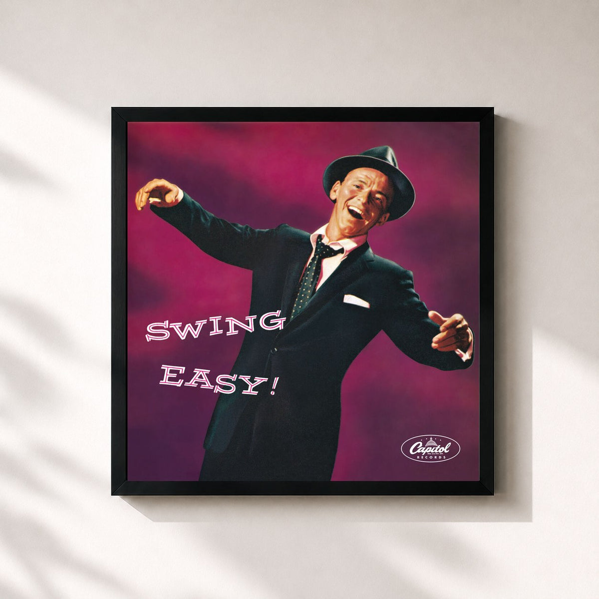 #noir Tableau carré de l'album Swing Easy! de Frank Sinatra, cadre noir 32x32 cm