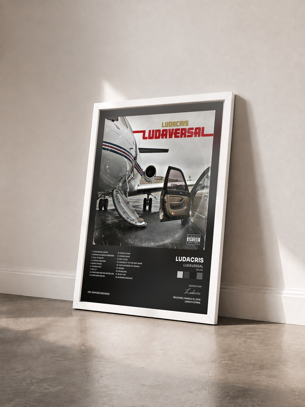 #blanc Tableau de l'album Ludaversal (Deluxe) de Ludacris vu de trois quarts, cadre blanc