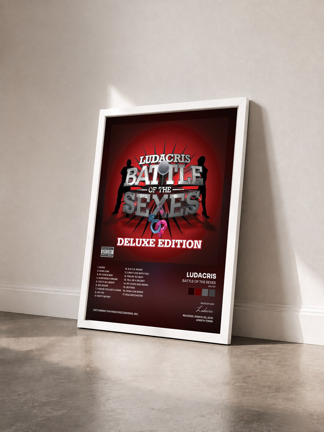 #blanc Tableau de l'album Battle Of The Sexes (Deluxe) de Ludacris vu de trois quarts, cadre blanc
