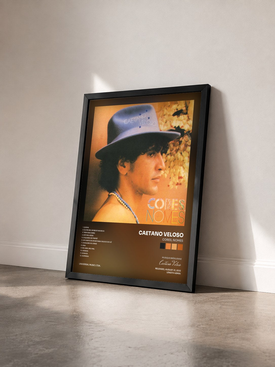 #noir Tableau de l'album Cores, Nomes de Caetano Veloso vu de trois quarts, cadre noir
