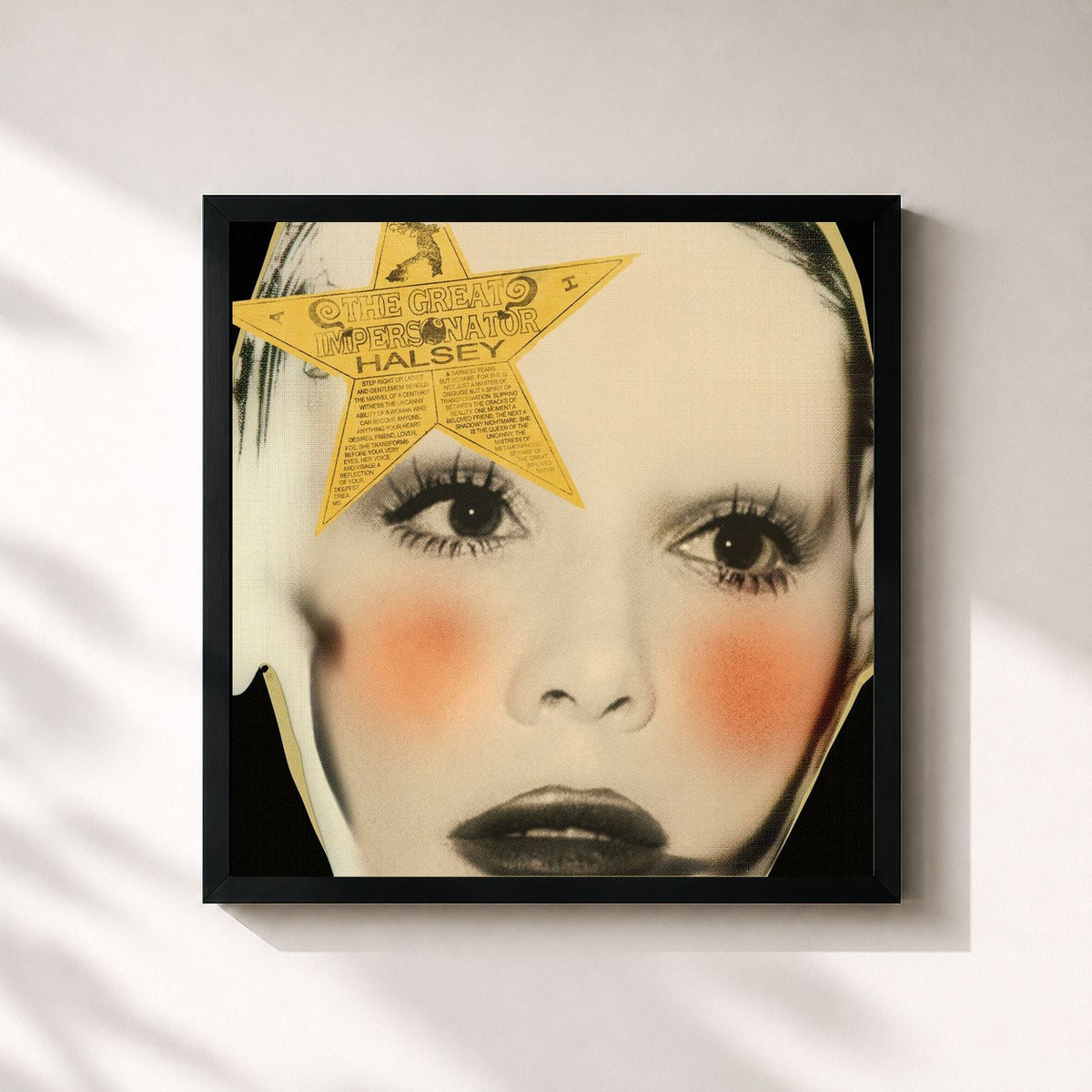 #noir Tableau carré de l'album The Great Impersonator de Halsey, cadre noir 32x32 cm